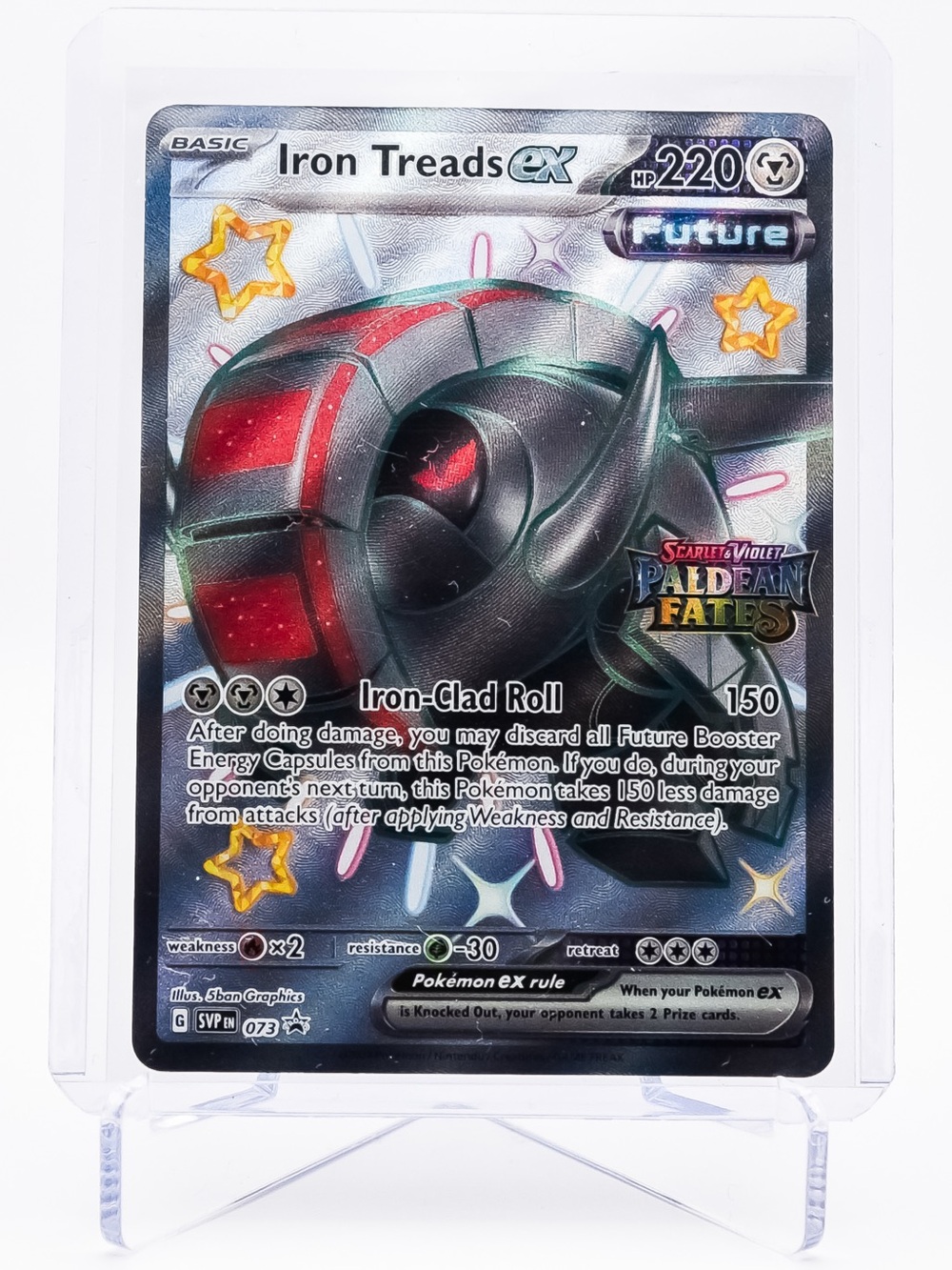 Pokemon Card Iron Threads 073 EX Stamped Promo Holo Paldean Fates NM